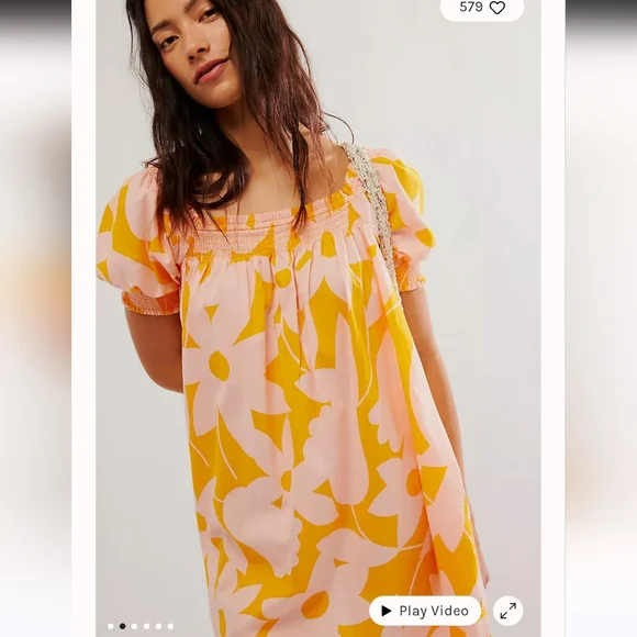 Free People Mila Printed Mini dress size Xsmall‎ NWT - Picture 2 of 7